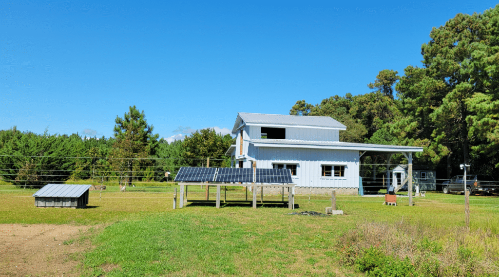 farm with solar array