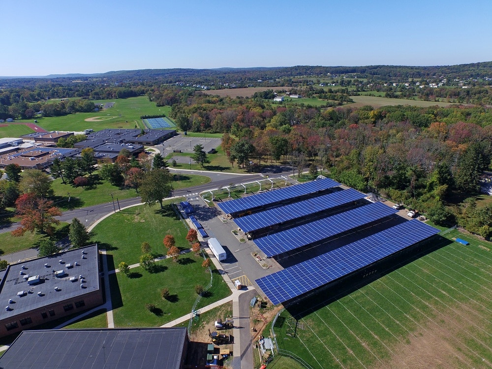 Solar canopy at Hopewell Valley High School