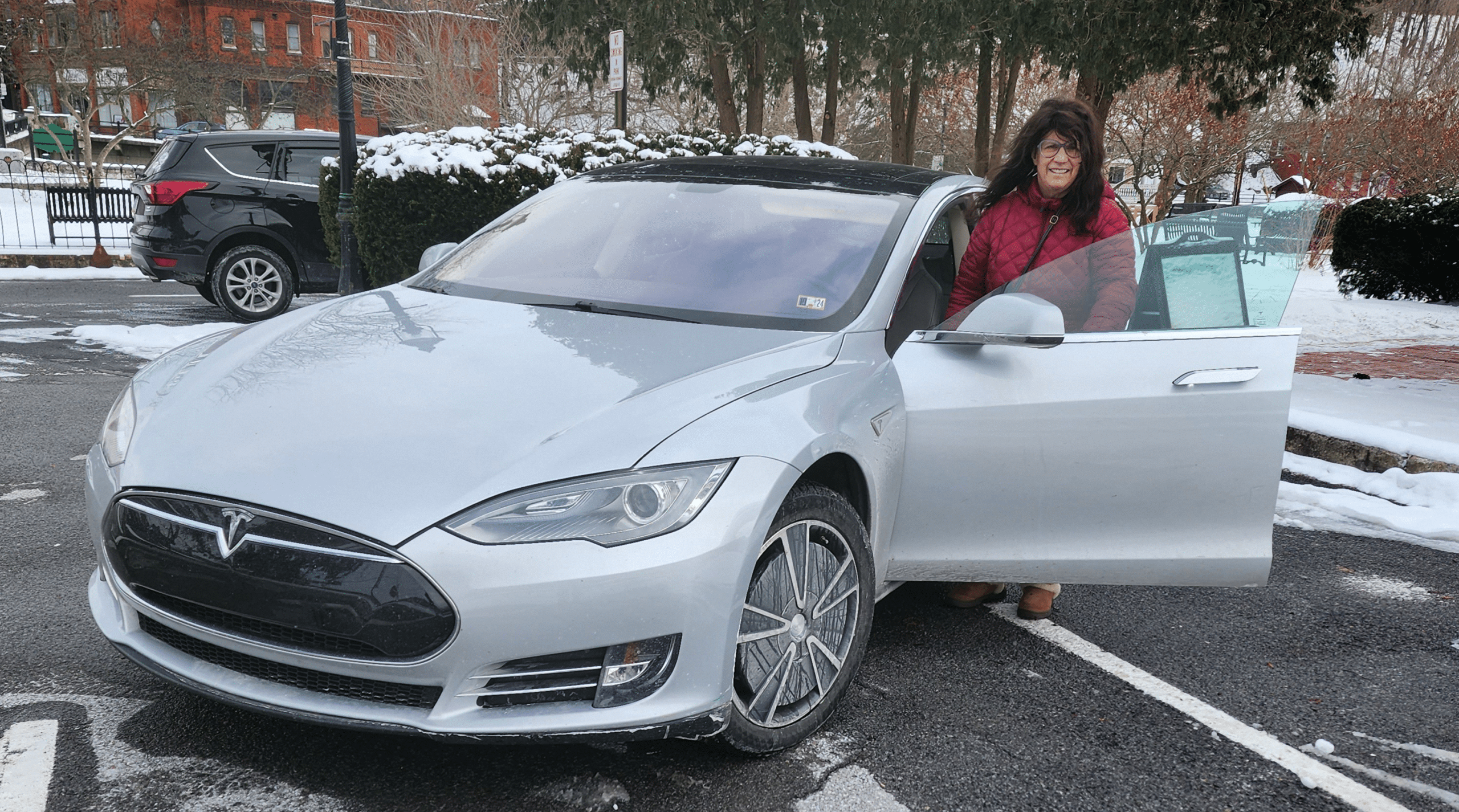 Joanne With her Tesla At Talleyrand Park Bellefonte, PA