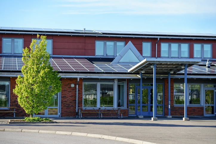 Solar Panel Electric generator roof in school building