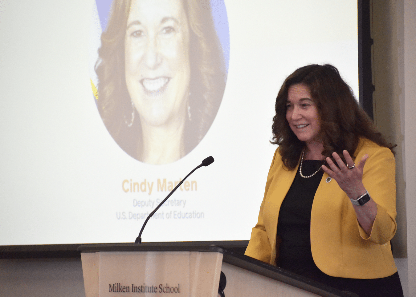 Cindy Marten speaking at Clean Energy Schools Symposium