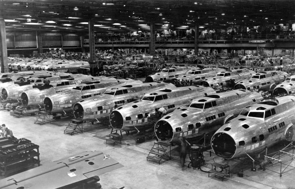 Airplane factory during World War II